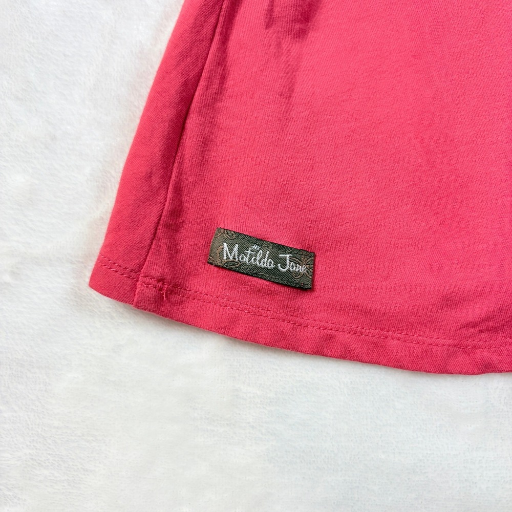 Matilda Jane Ruffle Dress Womens Medium Pink Excellent Smocked Sleeveless Knit - Picture 7 of 10